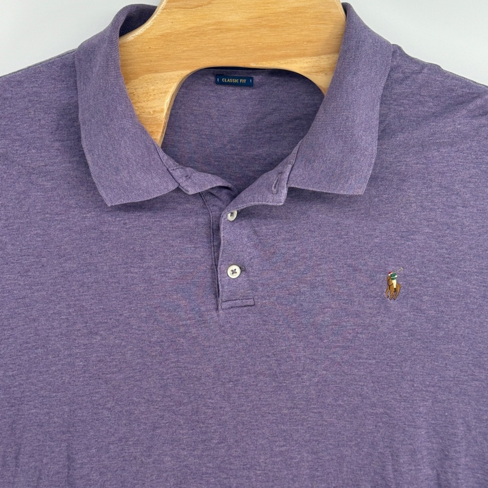Polo Ralph Lauren Mens XXL Classic Fit Purple Heather‎ Cotton Short Sleeve Polo